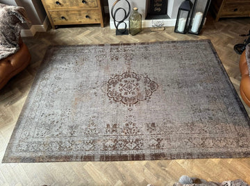 Louis De Poortere Fading World Medallion 8257 Grey Ebony Washable Polyester Flatweave Ebony Grey/Charcoal Black/Ash Grey/Bronze Brown/Pewter Eco-Rug